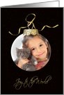 Joy to the World ornament photo card on black with stars card