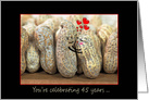 45th Wedding Anniversary, peanuts and red hearts card