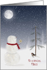 Christmas for Niece snowman with gold star and full moon card