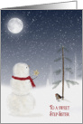 Christmas for Step Sister-snowman with gold star and full moon card