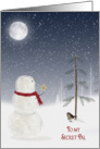 Christmas for Secret Pal-snowman with gold star and full moon card