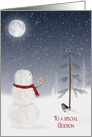 Christmas for Godson snowman with gold star and full moon card