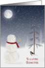 Christmas for Godmother-snowman with gold star and full moon card