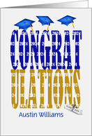 Graduation 2022 Custom Name in Blue and Gold School Colors card