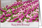 50th Birthday Pink Dutch Tulips In Garden With Fence card