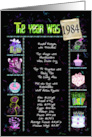 Birthday Party Invitation 1984 fun trivia facts on black with confetti card