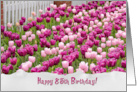 85th Birthday Pink Dutch Tulips with Fence and Torn Paper Border card