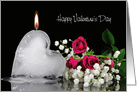 Valentine’s Day for Husband melting ice heart with roses and flame card