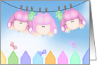 Baby Girl Triplets Congratulations, baby girls on clothesline card