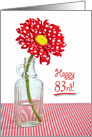 83rd Birthday red and white polka dot daisy in a vintage bottle card