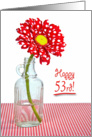 53rd Birthday-red and white polka dot daisy in a vintage bottle card