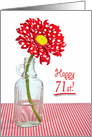 71st Birthday red and white polka dot daisy in a vintage bottle card