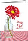 54th Birthday, red and white polka dot daisy in a vintage bottle card