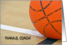 Thank You to Basketball Coach-close up of a basketball card