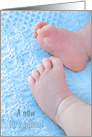 Congratulations on New Grandson baby feet on blue blanket card