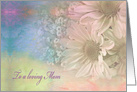 Mother’s Day daisy bouquet with pastel watercolor overlay card