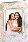 Mother’s Day photo card, corner slit frame on floral paper card