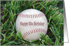 30th Birthday, close up of a used baseball in grass card