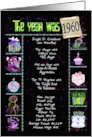 Birthday Party Invitation 1960 fun trivia facts on black with confetti card