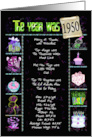 Birthday Party Invitation 1950 fun trivia facts on black with confetti card