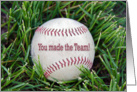 Congratulations on making the baseball team-baseball in grass card