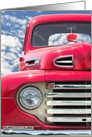 birthday retro red pick up truck with red fuzzy dice card