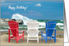 Sister’s Birthday, Adirondack Chairs On Beach With Waves card