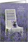 Sympathy mason jar with bouquet on a chair in Russian Sage card