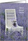 Cousin’s Birthday, Russian Sage In a Mason Jar On Wicker Chair card