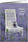 Jar On Wicker Chair In Russian Sage Field For 75th Birthday card