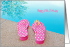 Polka Dot Flip Flops By Swiming Pool For 65th Birthday card