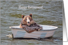 Retirement for Brother, Smiling Brown Bear in Row Boat card