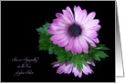 Loss of Sister sympathy-purple daisy reflection on black card