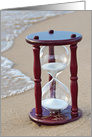 Thinking of You sand timer on the seashore with water card