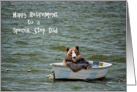 Step Dad Retirement congratulations-smiling bear in dinghy card