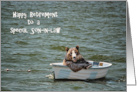 Son in law Retirement congratulations ,smiling bear in dinghy card