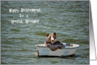 Brother Retirement congratulations-smiling bear in dinghy card