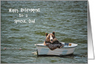 Dad Retirement congratulations, smiling bear in dinghy card