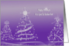 Godmother’s Christmas-white Christmas trees on purple background card