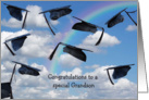 Grandson’s Graduation-graduation hats in sky with rainbow card