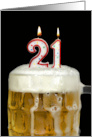 21st Birthday Party Candles in a Beer Mug card