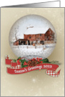 Season’s Greetings 2023 Snow Globe With Barn Painting card