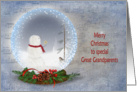 Great Grandparents’ Christmas-snowman in snow globe card