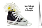 Goddaughter’s Birthday-daisy bouquet in a black and white sneaker card