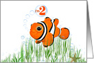 2nd Birthday for Grandson clown fish with bubbles and starfish card