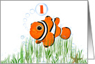 1st Birthday for Grandson clown fish with bubbles and starfish card