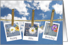 55th Birthday, Daisies In Blue Jean Pockets Hanging On Clothesline card
