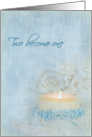 Sister and Brother-in-law’s Wedding-blue garter on wedding candle card