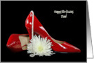 Red High Heels with Pearls and Flower for Name Specific Birthday card