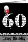 60th Birthday-birthday-red,white and black balloon bouquet card